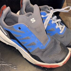 Salomon Gray and Blue Trail Running Shoes kids shoes